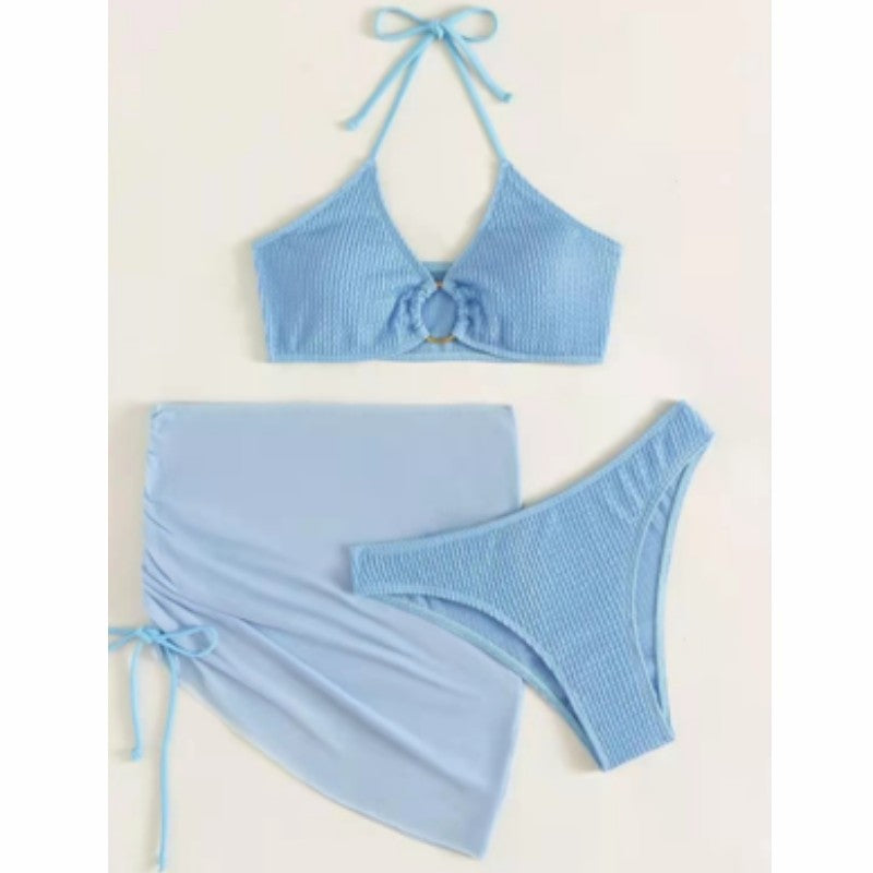Dame bikini top med detaljerede samlingselementer og ærmeløs omslagsnederdel Stilla