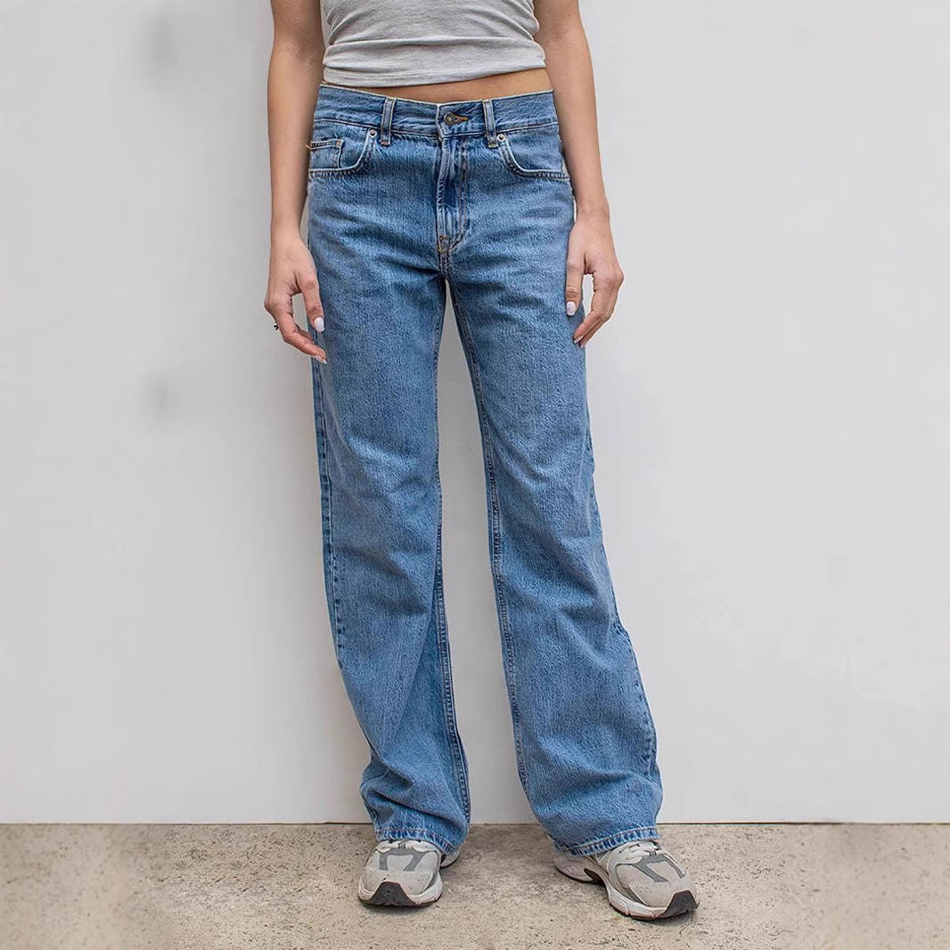 Dame brede jeans med afslappet snit og frynset kant Skovae