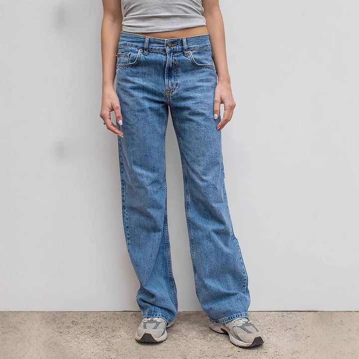 Dame brede jeans med afslappet snit og frynset kant Skovae