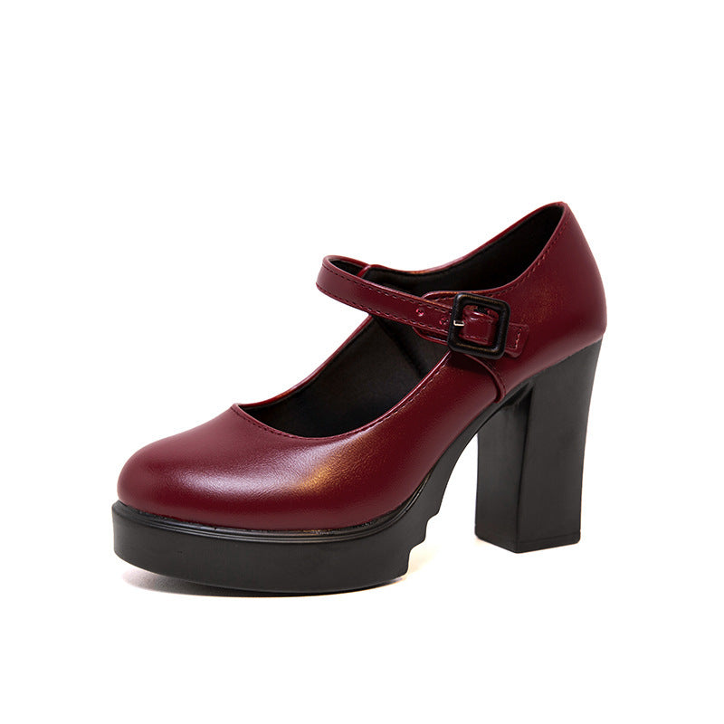 Dame elegante Mary Jane Pumps med dekorativ rem og komfortabel blokhæl Stilla