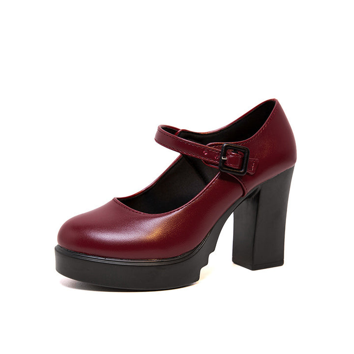 Dame elegante Mary Jane Pumps med dekorativ rem og komfortabel blokhæl Stilla