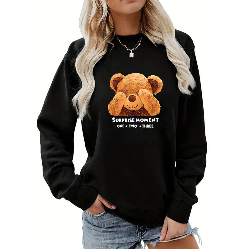 Kvindernes fritids sweater med sødt bjørne design Skovae