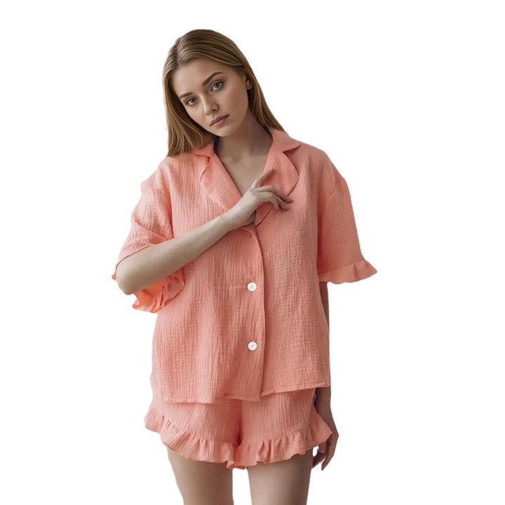 Dame pyjamasæt med afslappet snit og dekadente ruffles detaljer Stilla