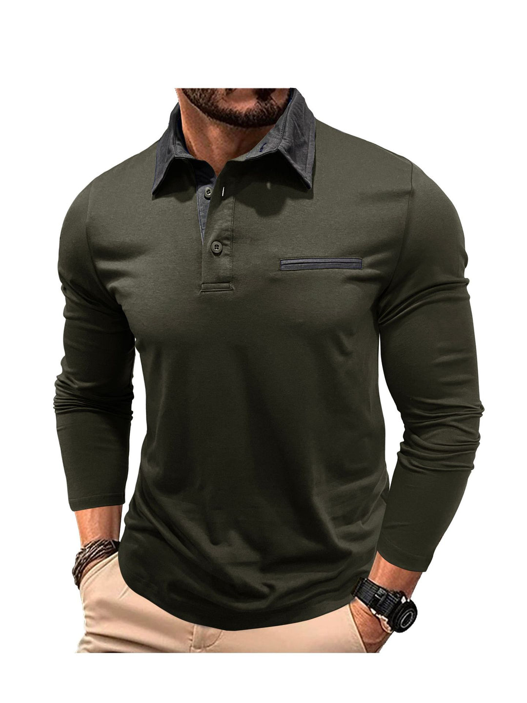 Herrer Langærmet Poloshirt Stilla