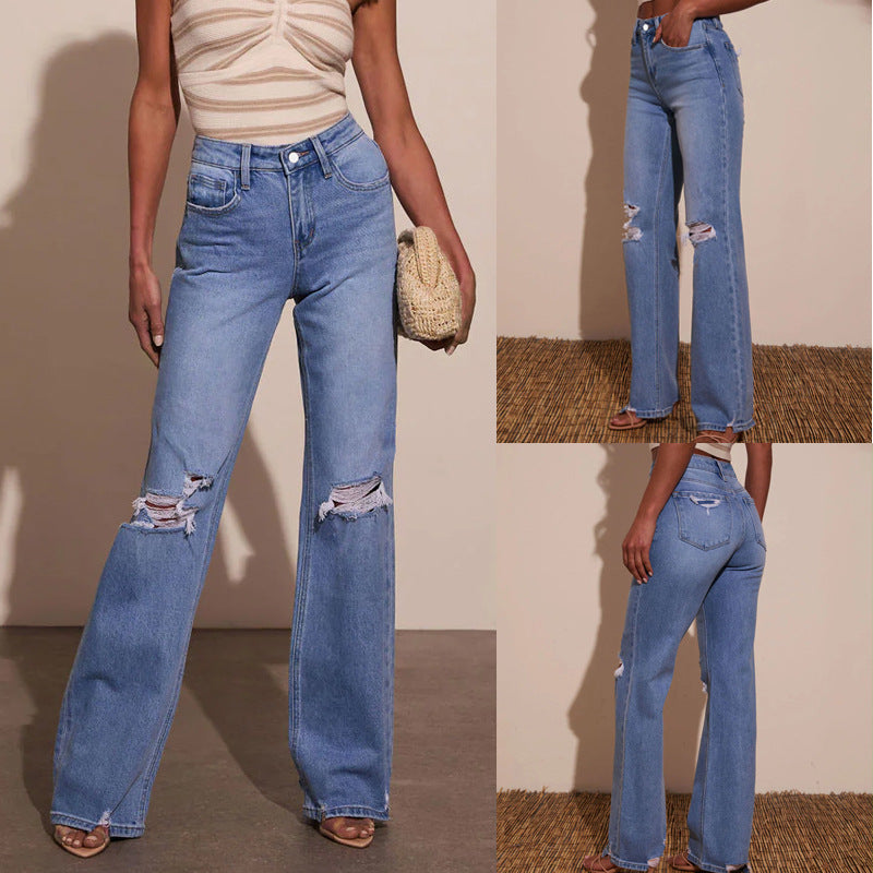 Dame Løst skåret jeans med destroyed-detaljer Stilla