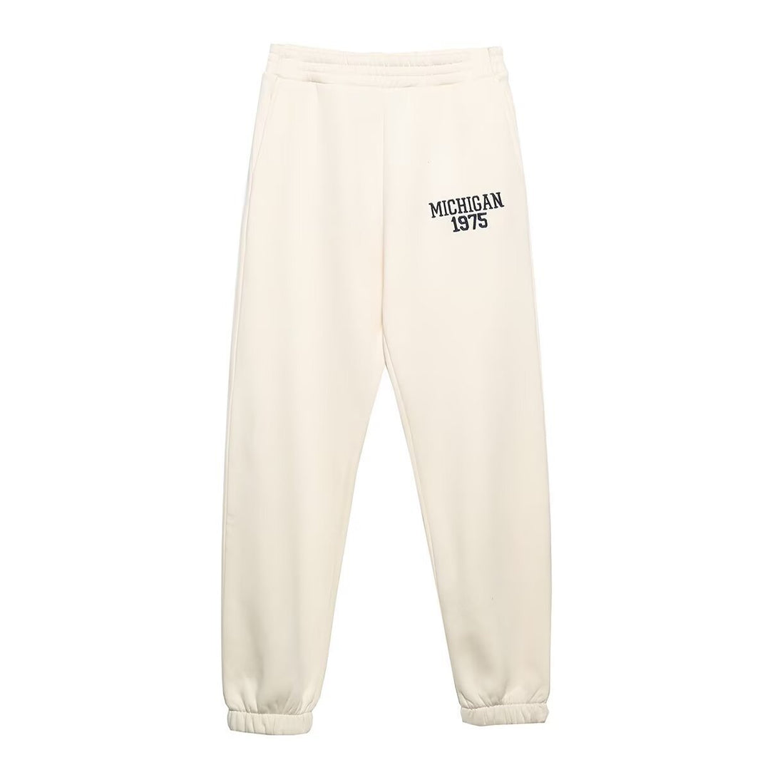 Dame Sweatpants med behagelig elastik og elegant Michigan-print Skovae