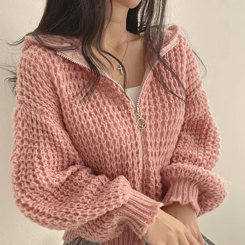 Kvinders fashionable cardigan med lynlås og løs pasform Stilla