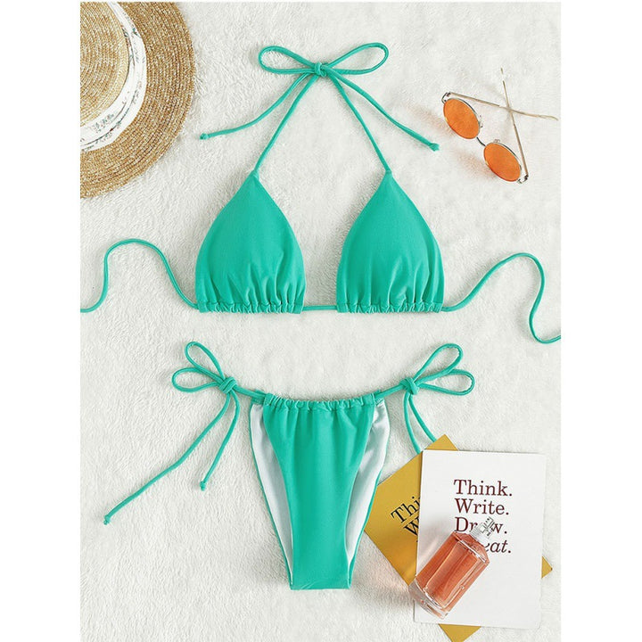 Dame Triangel-Bikini-Sæt med justerbare bånd og feminine accenter Skovae