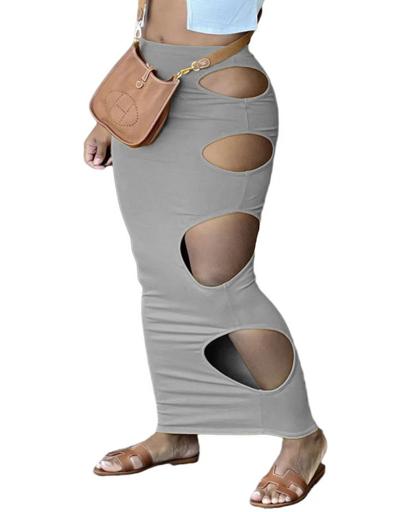 Dame figursyet nederdel med raffinerede udsparinger og elegant maxilook Stilla