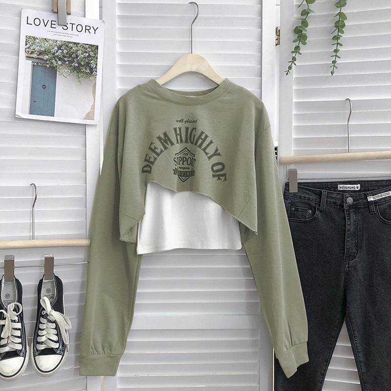 Femme Skåret Grafisk Sweatshirt med Stilfuld Statement Stilla