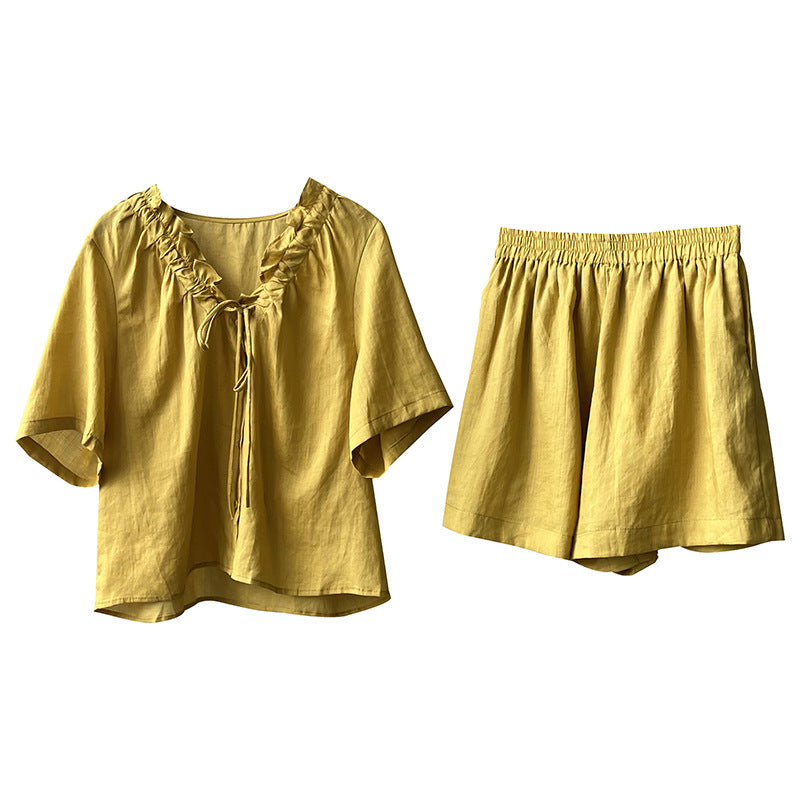 Dame afslappet sæt bestående af overdel med flæser og shorts Stilla