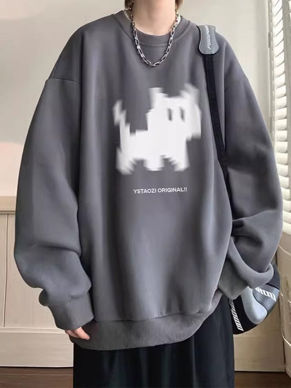 Herrer trendy oversized sweatshirt med unikt grafikdesign og behagelig pasform Stilla