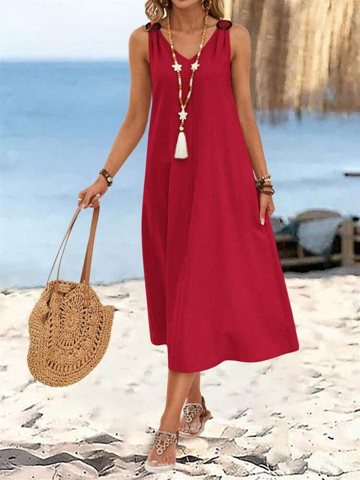 Femme Flowing A-line Maxi Kjole med justerbare stropper Stilla