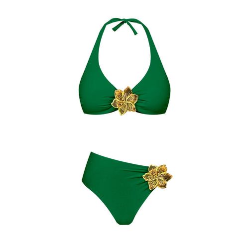 Dame bikini-sæt med elegant krydsrem og florale applikationer Stilla