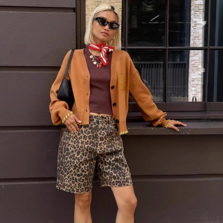 Dame leopardmønster shorts Stilla
