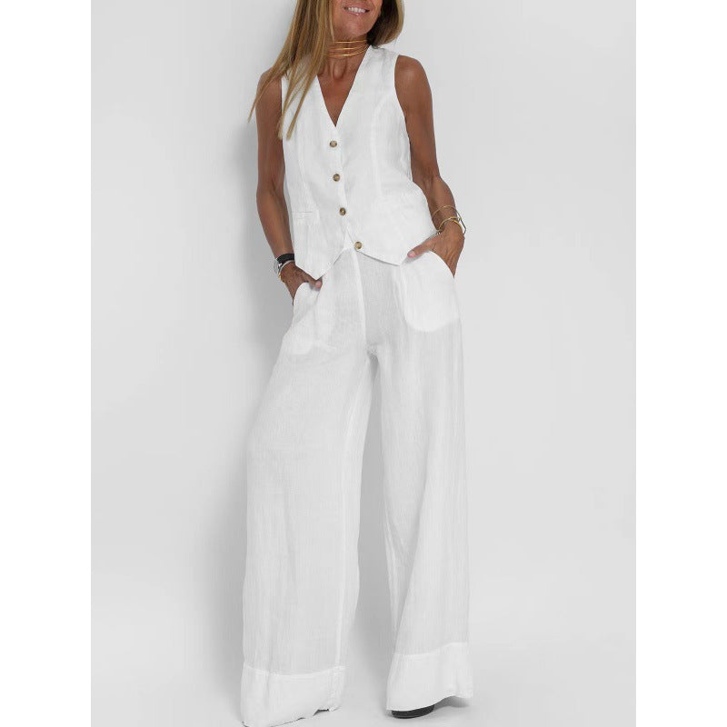 Dame elegant linned vest med knapdetaljering Stilla