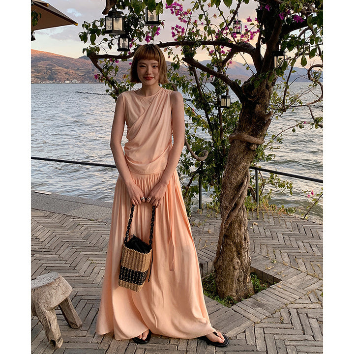 Dame Maxi-Jumpsuit med elegant drapering og bred silhuet Stilla