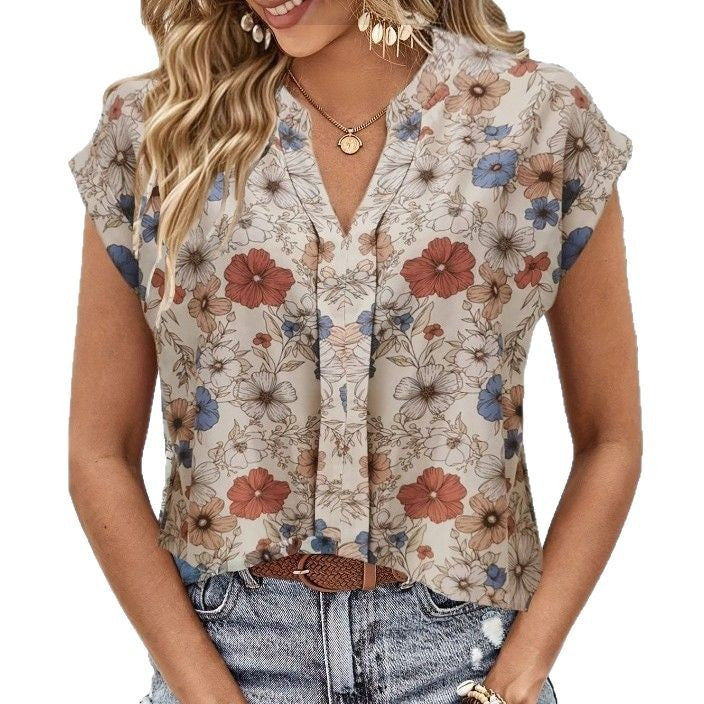 Damebluse med florale detaljer og afslappet snit Stilla