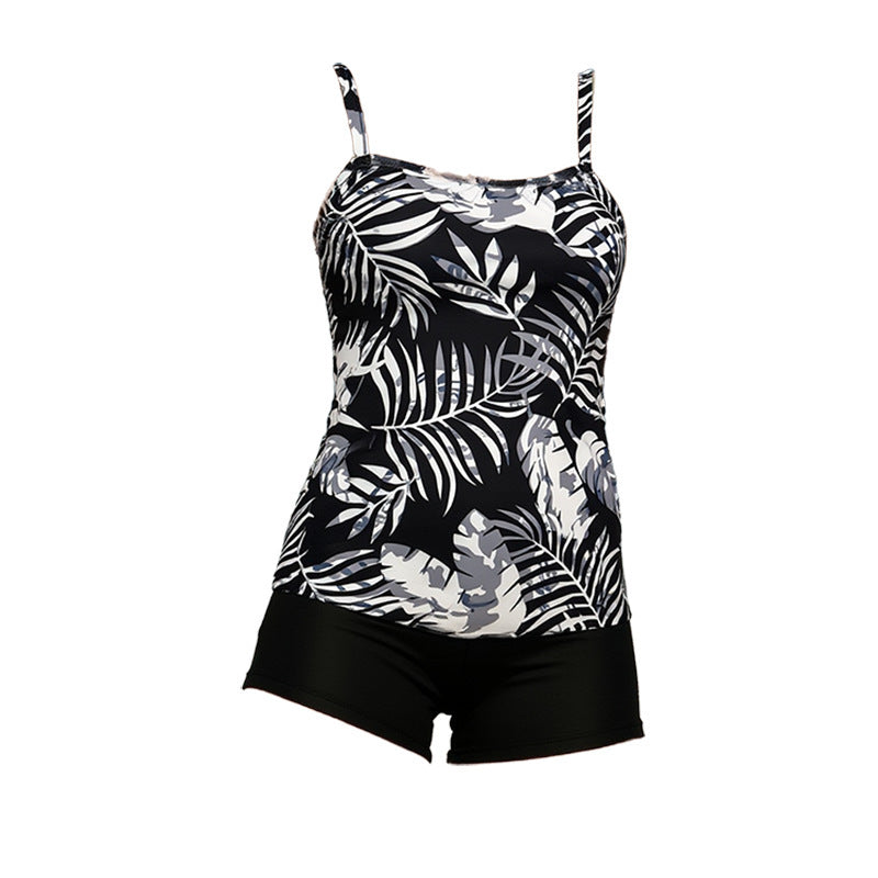 Dame Tankini med blomstermønster og komfortable shorts Skovae