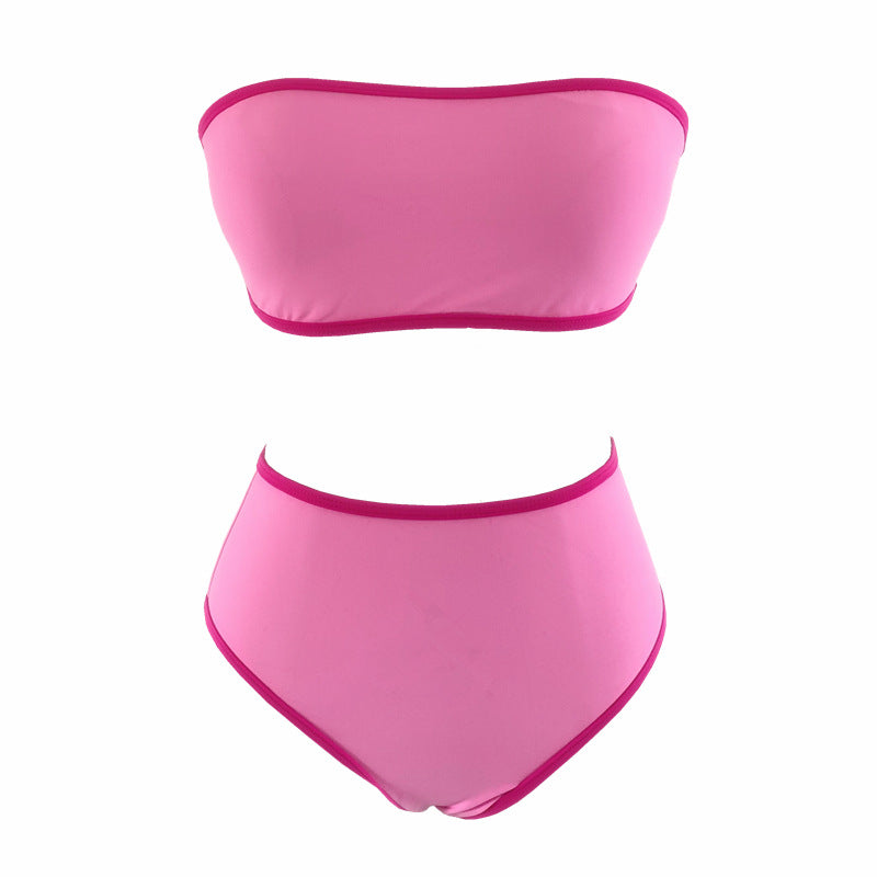 Dame Bandeau-bikini-sæt med højt skårede trusser og justerbare stropper Stilla