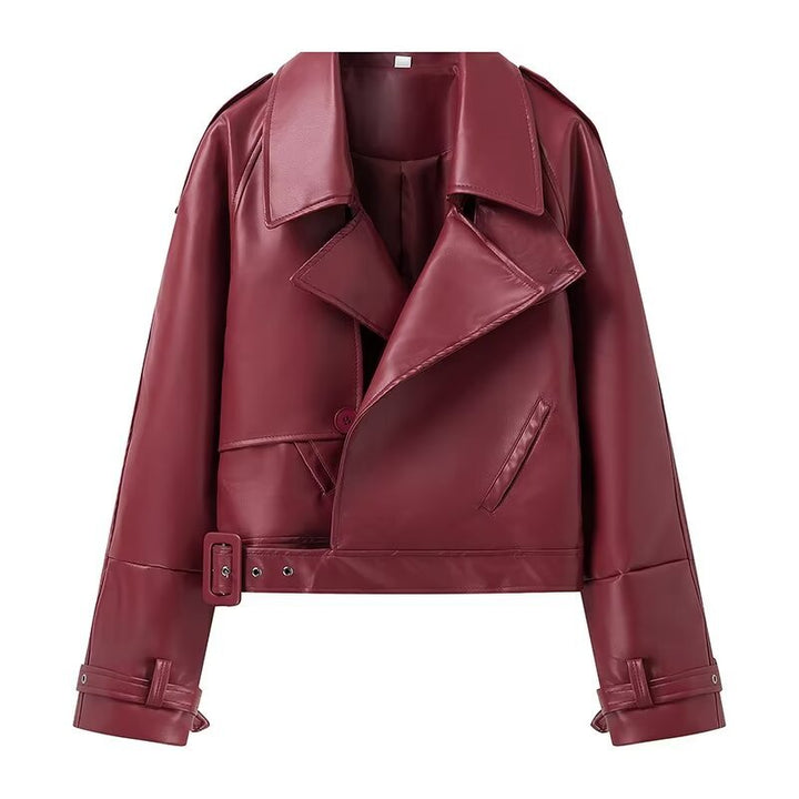 Femme Cropped Kunstlæder Bikerjakke med stilfulde knapdetaljer Stilla