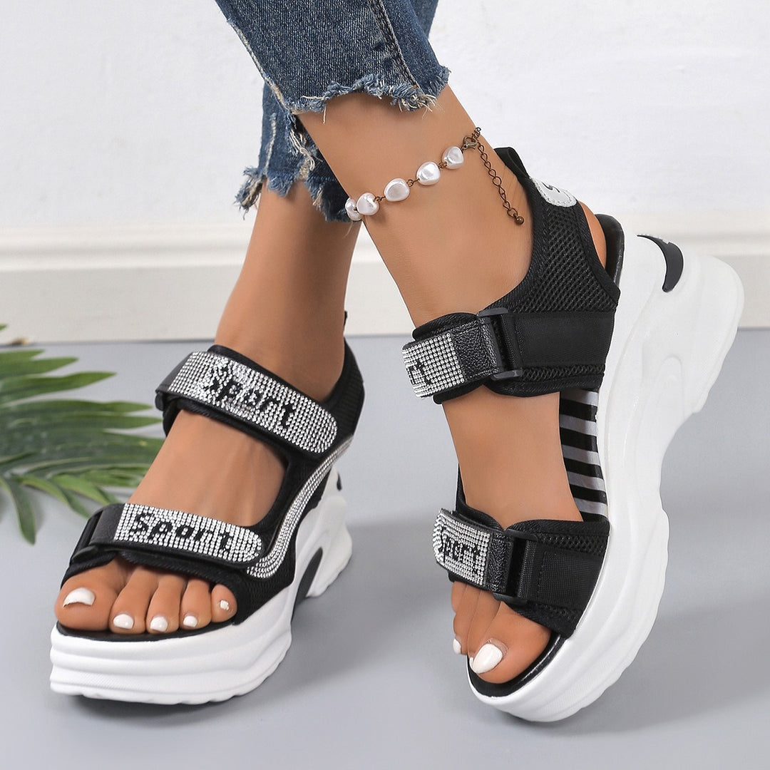 Dame Sporty Wedge-Sandaler med justerbare remme og åndbart overmateriale Stilla