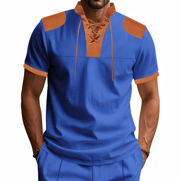 Herrer fritids-T-shirt med innovativ krave og sportsligt design Stilla