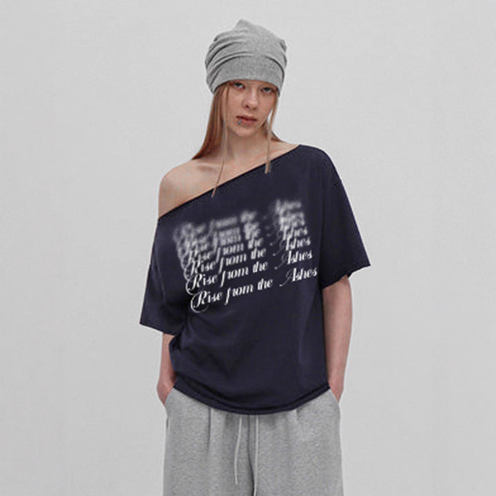 Dame Oversized T-Shirt med krystaludsmykning og V-hals Skovae