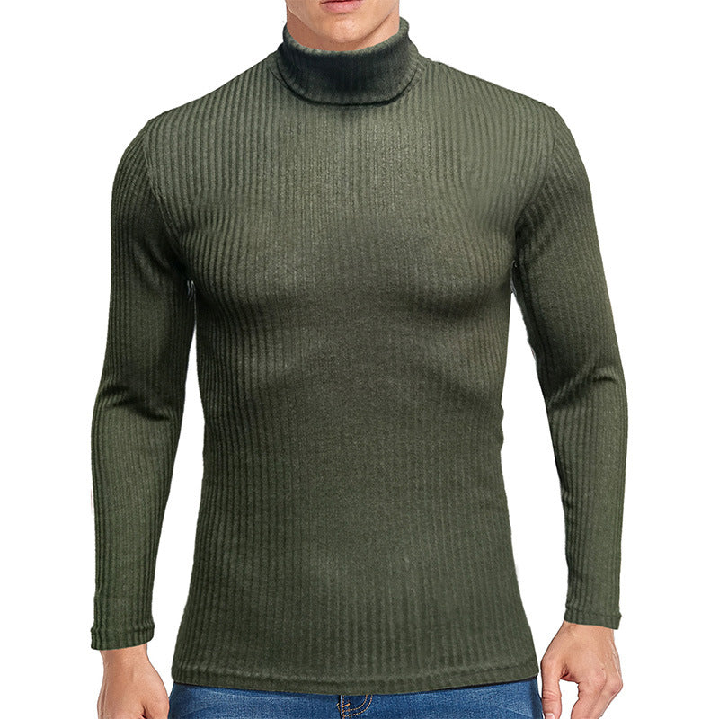 Herrer rullekravepullover i fint ribstrik Stilla