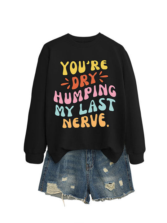 Kvinders sweatshirt med muntert tegneserie slogan og afslappet snit Stilla