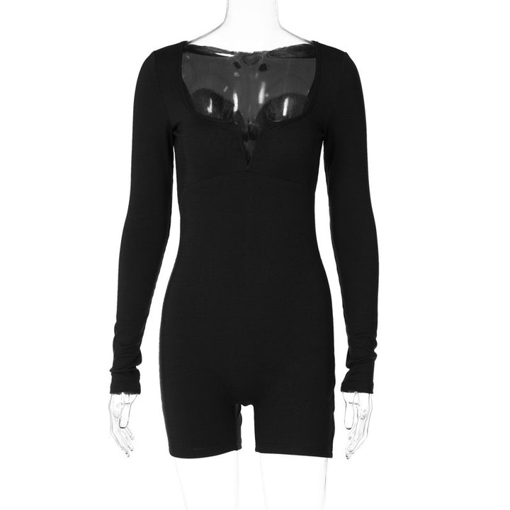 Dame Elegant Langærmet Jumpsuit med V-hals og tætsiddende pasform Stilla
