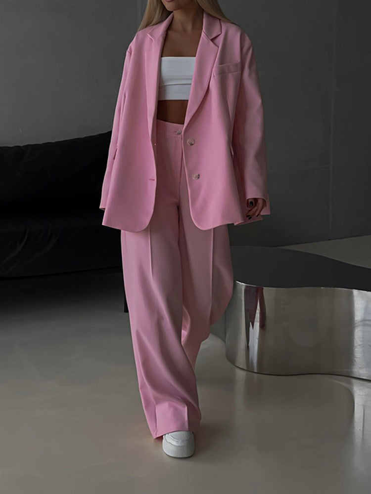 Kvinders elegante to-delte sæt med oversized blazer og brede bukser Skovae