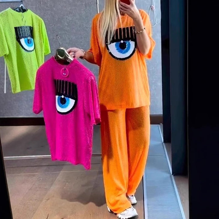 Dame Pailletter Grafik Lounge Sæt Stilla