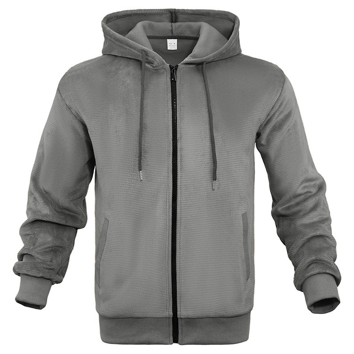 Herre åndbar fleece-hoodie med hel lynlås Stilla