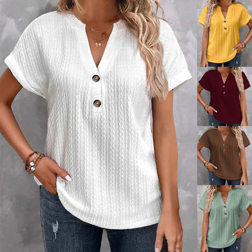 Damebluse med knapdetaljer og struktureret design Stilla