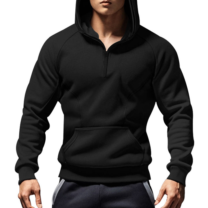 Herrer nan sporty hættetrøje med kort frontlynlås ergonomisk raglan-snit og kængurulomme Skovae