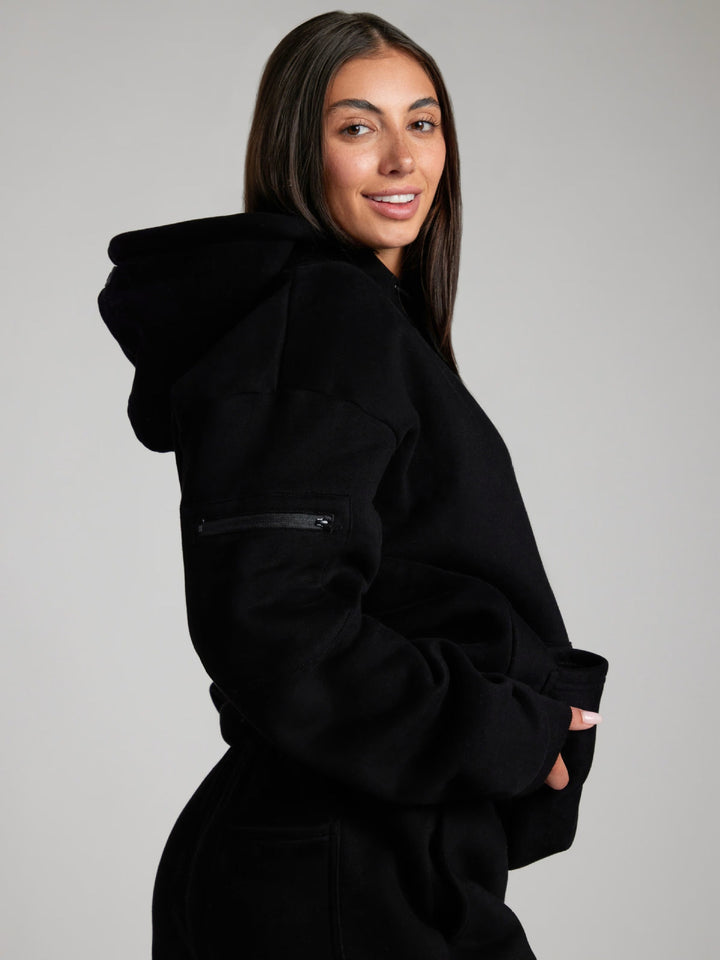 Kvinders hyggelige hoodie med integreret sovemaske Skovae