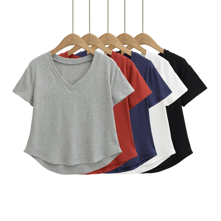 Dame V-hals Basic T-shirt med løs pasform Stilla
