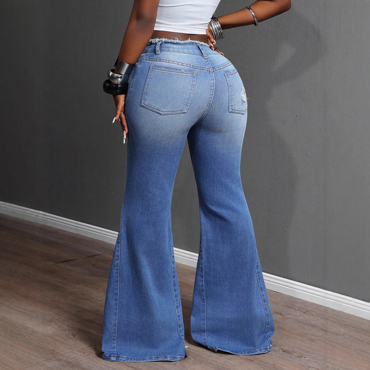 Kvinder Bootcut Jeans med Flossede Detaljer Stilla