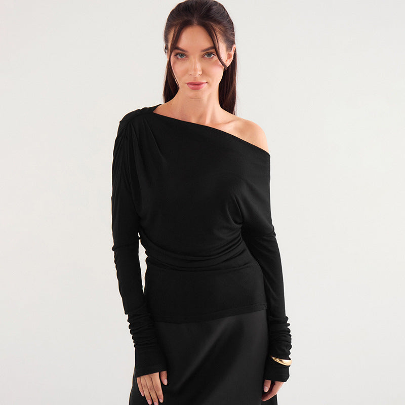 Femme Draped Off-Shoulder Langærmetop Stilla