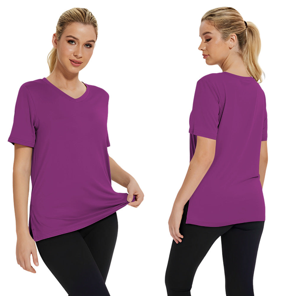 Dame Funktionelt V-Hals Sport T-shirt med åndbar teknologi Skovae