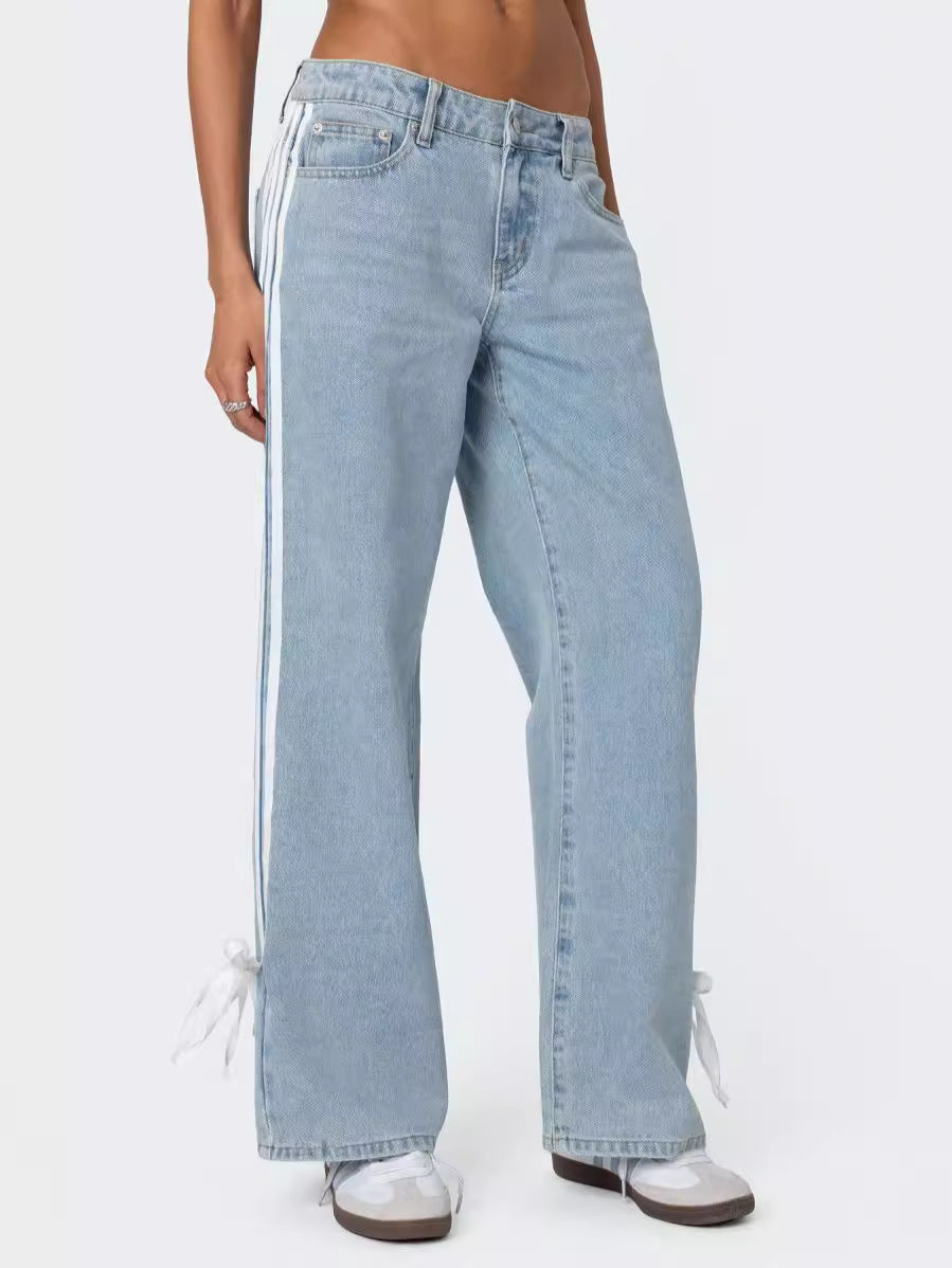 Dame brede jeans med sidelængder Stilla