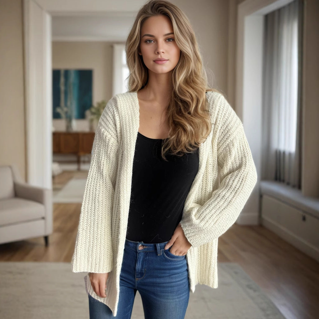 Dame afslappet cardigan med åben front og løse ærmer Stilla