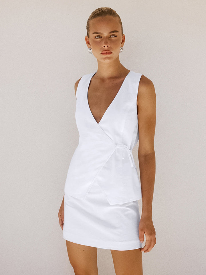 Dame indpakningsbluse med moderne snit Stilla