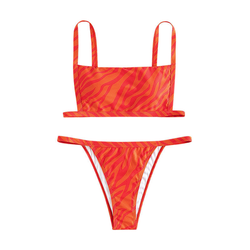 Dame bikini-sæt med sporty crop-top og højt skåret trusse Stilla