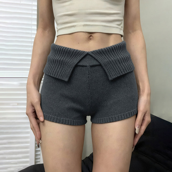 Dame komfortable og elegante strik-shorts med høj talje Skovae