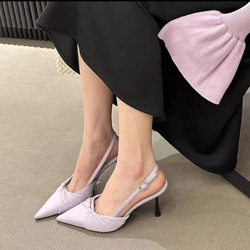 Dame elegante spids Slingback-pumps med plisseret detalje Stilla