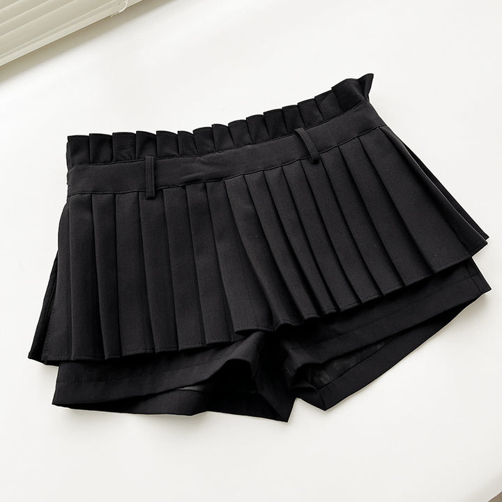 Dame Plissé-shorts med integreret underkjole og elastisk talje Stilla