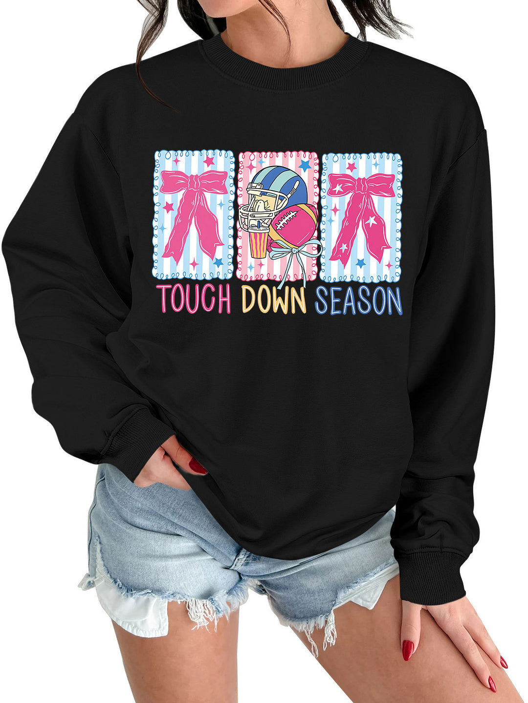 Kvinders sweatshirt med kreativ fodboldmotiv og afslappet snit Stilla