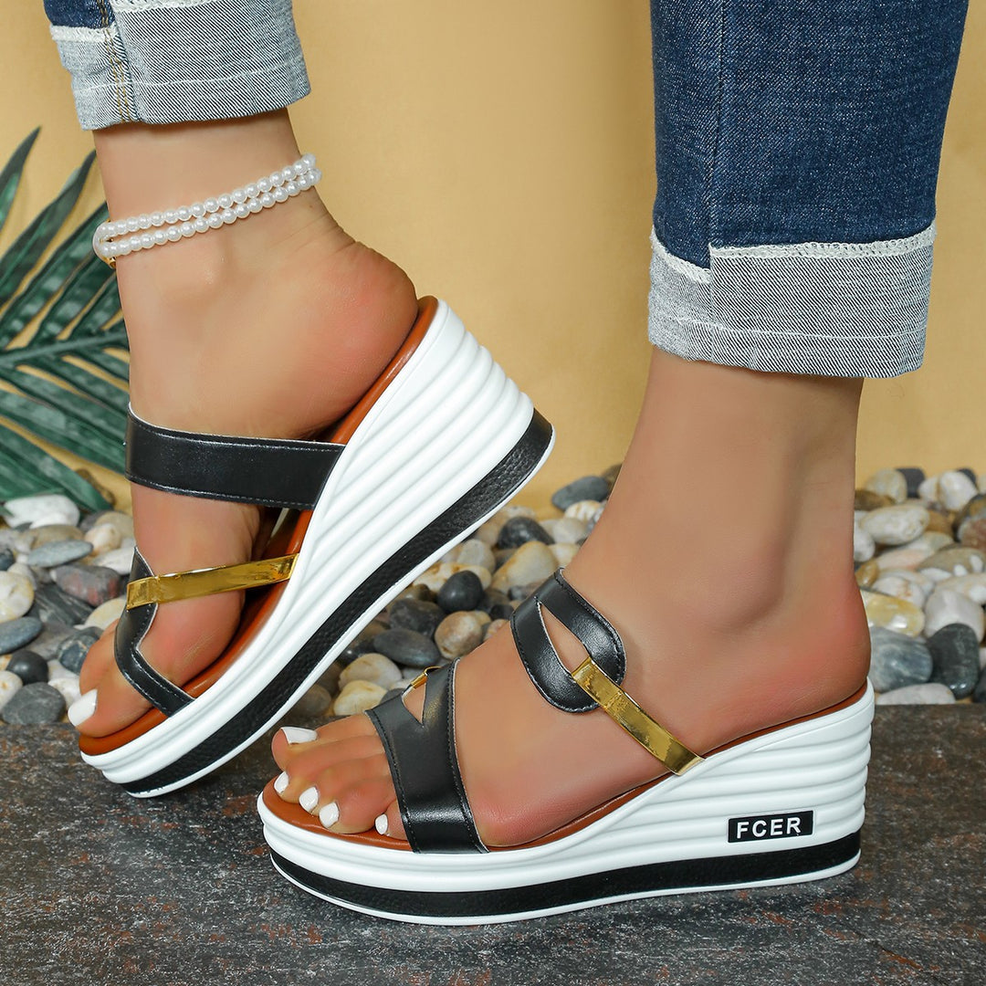 Damer modische Plateau-sandaler med elegante remme og stilfuld glimmeraccent Stilla